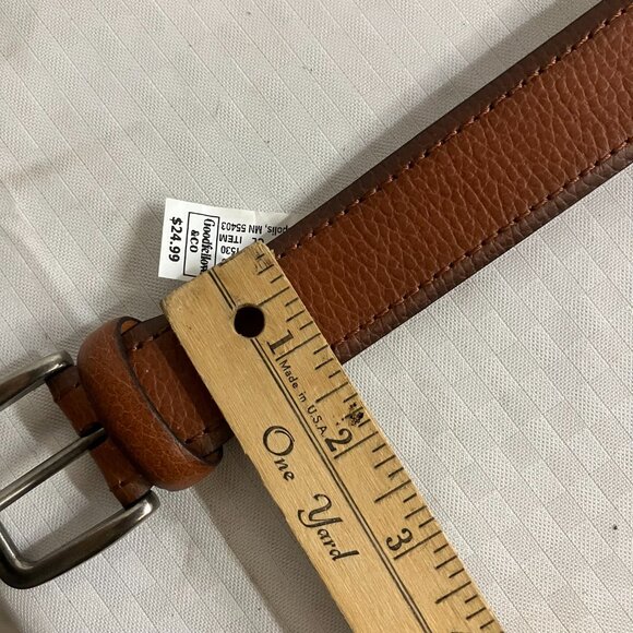 Goodfellow & Co Men's Large Tan With Stitch A Shiny Metal Buckle Leather Belt - Picture 5 of 9